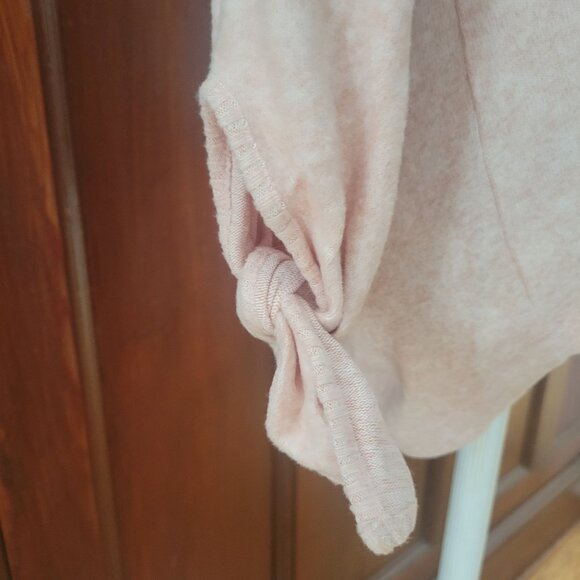 Saturday Sunday Soft Pink Cowl Neck Sweater With Tie Sleeve Details & Ribbed Tri - Picture 2 of 5